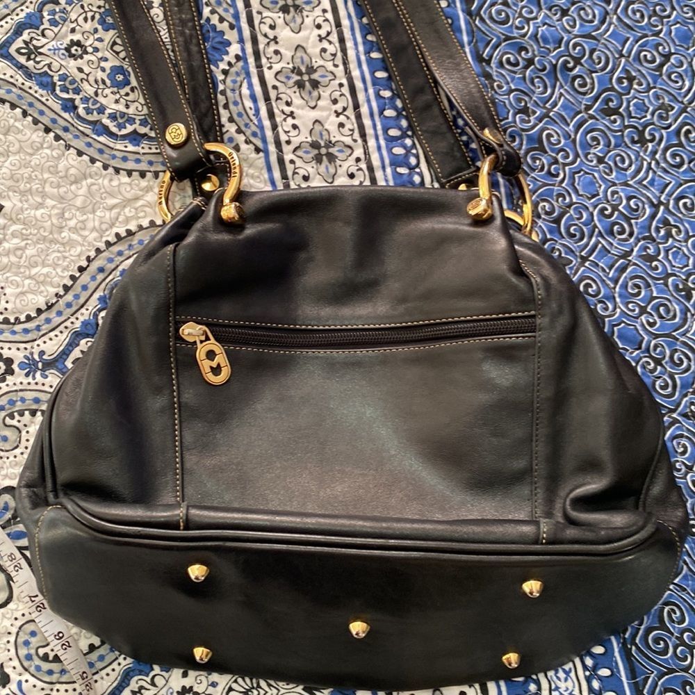 Marino Orlandi Black Soft Leather Shoulder Tote Bag Purse - Picture 15 of 16